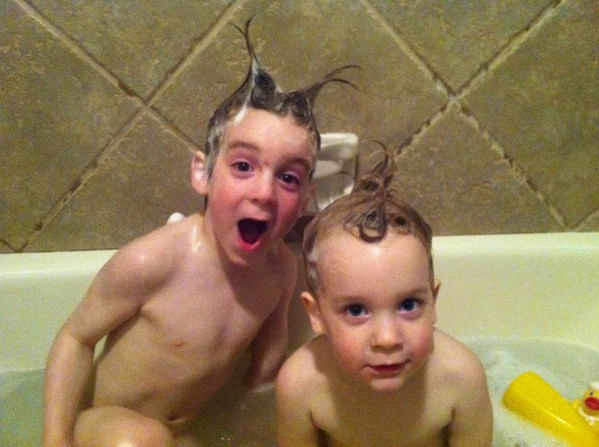 This is what happens when Dad gives them a bath.